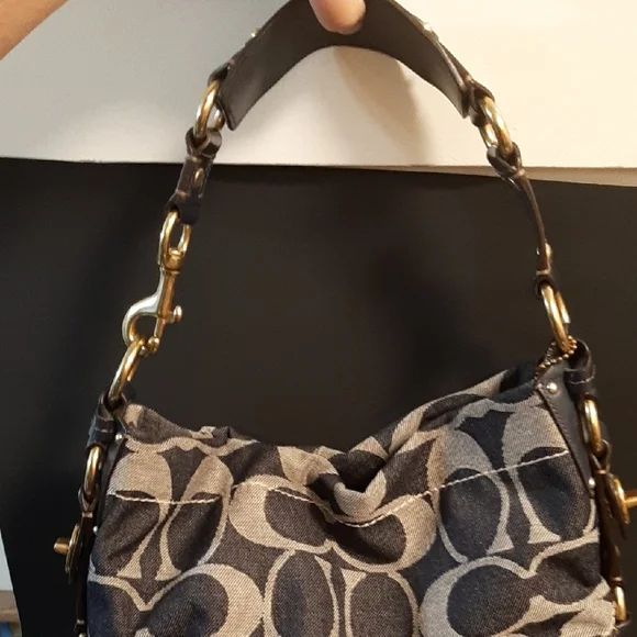 Coach Signature Denim Navy Shoulder Bag - Picture 14 of 14